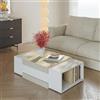 [en.casa] Tavolino Centrale da Salotto Tavolo Basso Rettangolare con Scomparti Laterali Tavolino da caffè per Soggiorno Area Living 110x57x31 cm Bianco/Avena Oatmeal