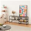 [en.casa] Mobile TV Moderno Aperto Tavolino Porta TV Consolle Bassa con Ripiani Stand TV e Centri Multimediali 120 x 30 x 46 cm Nero/Effetto Noce