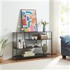 [en.casa] Tavolo a Consolle Mobile da Ingresso Corridoio Soggiorno Scaffale Basso Stretto con Telaio in Metallo e 4 Piani 120 x 33 x 80 cm Nero