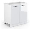 Vicco Mobile lavello cucina Fame-Line, Bianco lucido, 80 cm con ripiano, senza piano di lavoro, per la combinazione con altri moduli della serie Fame-Line