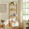 [en.casa] Scaffale da Parete con 3 Ripiani e Scomparto Chiuso Regolabili in Altezza con Ante Scorrevoli Mobile Espositore 176 x 65 x 34 cm per Cucina Soggiorno Camera da Letto - bambù Naturale
