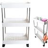 MAKA change your life quality MAKA Carrello Portaoggetti a Ripiani con Ruote in ABS e Alluminio Scaffale di Plastica Organizer Salvaspazio per Spazio Piccolo Cucina Bagno Ufficio Bianco Organizzatore (3 Ripiani)