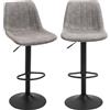 HOMCOM Set 2 Sgabelli da Bar in Stile Industriale Grigio | Sgabelli Cucina con Schienale, Microfibra, Poggiapiedi, Altezza Regolabile