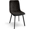 Mar.c.a. Design - Set Sedie Sala da Pranzo 4 Pezzi - Sedie Cucina in Metallo Rivestita in Tessuto - Made in Italy - Schienale Rigido Imbottito - Nero