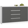 AKORD Cassettiera K 160 cm | 4 Cassetti e 2 Ante | Moderna Mobiletto per il soggiorno Camera da letto Armadio Soggiorno Bagno | Salvaspazio | Bianco | Grigio Grafite