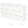 Liink1Ga Set di 2 Cassettiera Camera da Letto in Legno Bianca Larghezza 70 cm Cassettiere Bianche 3 Cassetti&Multipresa/Comodino Cassettiera e Credenza Bianco per Ufficio Soggiorno Corridoio Mobili/70x40x75CM
