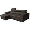 Robin Inspire Divano Angolare Modulare 3 Posti - Divano Letto a L Sinistro - Contenitore, 3 Poggiatesta Regolabili - per Soggiorno Moderno - 247 cm Silver Marrone