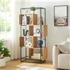 [en.casa] Scaffale da Terra con 4 Scomparti Aperti Libreria Mobile Espositore per Casa Ufficio Negozio 160 x 80 x 33 cm - Effetto Rovere/Nero