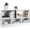 RELAX4LIFE Libreria in Legno a 2 Livelli, 5 Scomparti, Struttura Stabile, Portata 60 kg, Adatta a Soggiorno, Camera da Letto, Studio (Bianco)