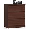 AKORD Cassettiera K60 con 3 Cassetti | Credenza Alta | Moderna Mobiletto per Soggiorno Sala da Pranzo Camera da Letto Corridoio Bagno | Armadio Cameretta | 60x77x40 cm 25 kg Wengé