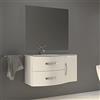 Yellowshop - Mobile bagno sospeso 104 cm vasca sx 2 cassetti curvi 1 anta specchio led (opz.) BEST (Bianco lucido, Composizione completa)