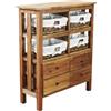 milani home - cassettiera mobiletto in legno riciclato e rattan, 78 x 30 x 94 cm, legno naturale e bianco