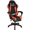 FRANKYSTAR Clutch - Sedia Gaming Ergonomica da Ufficio con Cuscino Lombare Poggiatesta e Poggiapiedi in PVC Nera e Rossa