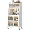ONKBOITE Mobile Dispensa Cucina, Credenza Cucina Alta, 66 x 36 x 164cm, con Rotelle con Gancio, Foro Per Cavi, Porta Magnetica 5 Piani Mobile Microonde, Adatto Alle Cucine, Bianco