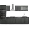 Vicco Cucina componibile R-Line, Antracite rustico, 300 cm con armadio alto, senza piano di lavoro, con moduli disposti in modo variabile e piedini regolabili in altezza