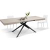 PAZZO DESIGN Tavolo Allungabile Flore, Gambe Tubolari Incrociate Menego Nere, Made in Italy, Color Olmo Perla, 140 x 90 x 74 - Id_2247