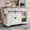 Rtopsu Isola Della Cucina Allungabile, Tavolo da Cucina Pieghevole con Cassetti Contenitore e Armadio, Moderno Tavolo Versatile con Ruote, Carrello da Pranzo per Soggiorno Sala da Pranzo, Beige C