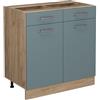 Vicco Mobiletto base per cucina R-Line, Grigio-blu, 80 cm senza piano di lavoro, per la libera combinazione all'interno di sistemi cucina modulari