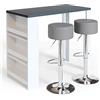 Vicco Tavolo bar alto, Bianco/Grigio, 57 x 117 cm | con 2 sgabelli da bar, adatto come area pranzo aggiuntiva in cucina o soggiorno