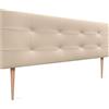 DHOME Testiera Capitone imbottita in similpelle o tessuto Acualine con gambe in legno di pino spessore 8 cm Testiere letto imbottite trapuntate Capitone (Similpelle Beige, 160 (150/160))