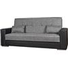 Arredo Stock Divano letto 3 posti, 230x97x93 cm (Ecopelle nera tessuto grigio)