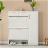 Wiuzo Scarpiera moderna con ripiani regolabili, maniglie dorate, cassetti, scarpiera pieghevole e porte, bianco, B95/D24/H107.5