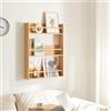 [en.casa] Scaffale da Parete Mobile a Muro con 3 Piani e Barra Anticaduta Portaoggetti Pensile Espositore Verticale Portaspezie 80 x 60 x 12 cm Bambù Naturale