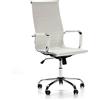 VS Venta-stock Sedia da Ufficio Londres reclinabile Bianco, Ecopelle, Sedia Executive con poggiatesta Imbottito, Altezza Regolabile, Design ergonomico