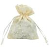 Generico Set 12 Sacchetti Porta Confetti in Organza Floccata Avorio - Eleganti e Raffinati per Bomboniere Matrimonio, Battesimo, Comunione e Cerimonie Speciali