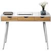 DlandHome Scrivania Ufficio con 3 Cassetti 110x50cm Scrivania PC Computer Tavolo da Studio Casa in Legno Tavolo con Scaffale,DEU-GCBG1016