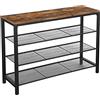 VASAGLE Scarpiera Organizzatore per Scarpe, 100 x 30 x 72 cm, per ingresso, soggiorno, camera da letto, struttura semplice, stile industriale, marrone rustico e nero LBS14BX