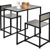 COSTWAY 3 Pezzi Set Mobili da Pranzo, con Tavolo e 2 Sedie da Cucina, Struttura di Metallo e Legno, Rustico Elegante (Nero + Grigio)
