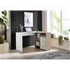 BMG Möbel Scrivania angolare Leni, Scrivania HomeOffice (Bianco/Jackson Hickory Oak)