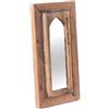 DESIGN DELIGHTS Specchio Orientale da Parete Yara | 40 cm, Legno di Mogano, Teak | Specchio Rettangolare, Specchio da Ingresso in Stile Marocchino, Specchio in Legno
