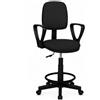 SEDIAOFFICE - Sgabello con Ruote e Schienale Regolabile in Altezza e Girevole, Sgabello Cassa da Lavoro per Ufficio, Reception Parrucchiere, Sale Giochi (2 Braccioli,Ruote Base, Nero Tessuto)