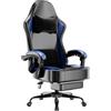 Fruyyzl Sedia Gaming Ergonomica, Poltrona Gaming con Schienale Regolabile, Sedia da Gamer con Poggiatesta e Supporto Lombare, Sedia Gamer in Pelle Sedia Gaming con Poggiapiedi (XL, Blu)