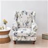 Chickwin Copripoltrona con Orecchie, Copripoltrona 1 Posto Antiscivolo, Fiore d'Epoca 2 Pezzi Copri Poltrona con Braccioli, Copri Poltrona Lavabile (Fiore Blu)
