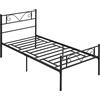 HOMCOM Telaio per letto singolo in metallo 31 cm per materasso 90 x 190 cm con testiera a forma di farfalla, struttura del letto con spazio basso di stoccaggio, 95 x 196 x 100 cm, colore nero