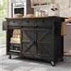 Moimhear Isola da cucina, carrello da portata con piano di lavoro estraibile, carrello da cucina su ruote, armadio da cucina con 2 ante scorrevoli e 3 cassetti (140 x 73 x 94 cm)