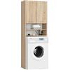 AKORD | Armadio Pensile per Lavatrice | Armadio di trasformazione con 2 ante, 2 Ripiani Aperti | Archivio per bagno | Cassettiera per lavatrice | 64x180x30 cm | Peso 30 kg | Rovere Sonoma