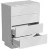 UEV Cassettiera a 4 Cassetti con Motivo a Rombi, Settiminio Spazioso per Archiviazione, Comò Stabile e Durevole per Soggiorno, Camera da letto, Corridoio, 60 x 33,5 x 77,5 cm, Bianco