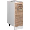 Vicco Mobiletto base per cucina R-Line, Sonoma, 30 cm | 1 Cassetto · Senza piano di lavoro · Piedini regolabili in altezza · 1 Anta · ✓ Liberamente combinabile