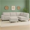 CONCEPT USINE | Divano ad angolo 4/5 posti Colchester Beige | Tessuto ciniglia strutturato | Pouf indipendente modulabile | Comfort avvolgente | Seduta con molle insacchettate | Design contemporaneo