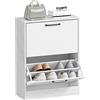 HOMCOM Armadio per scarpe stretto 2 ante lucide 60x24x80cm Bianco