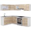 Vicco Cucina ad angolo Rick, Bianco/Sonoma, 250 x 60 cm, PL Marmo, espandibile e combinabile in modo flessibile con elementi modulari