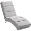 HOMCOM Poltrona Chaise Longue Ergonomica con Schienale Alto in Tessuto, Sdraio Relax con Imbottitura Spessa e Gambe in Acciaio, 160.5x60.5x93 cm per Soggiorno, Camera da Letto e Salotto, Grigio Chiaro