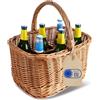 Creative Home Cestino per Bottiglie in Vimini Porta Bottiglie di Vino, Acqua | Cestino in Vimini con Manico Portabottiglie a 6 Posti | Cesto Vimini Grande 40x31x38cm (+/-1cm)| Cestello per Birra, Vino