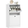 HOMCOM Scarpiera stretta con 2 ante apribili scarpiera ingresso ingresso con ripiani regolabili per 8 paia di scarpe per corridoio spazi ridotti 47 x 26 x 85 cm bianco venato