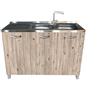 MABEL Mobile Sottolavello Cucina Node Organizer in Legno Nobilitato con Lavello da Appoggio in Acciaio Vasche a Destra con Gocciolatoio - L 120 cm x P 50 cm x H 83,5 cm