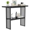 COSTWAY Tavolo da Ingresso Stretto e Compatto, Tavolo da Divano in Finto Marmo con Struttura in Acciaio, Consolle Moderno per Salotto e Corridoio, 120 x 29,5 x 92,5 cm (Nero)